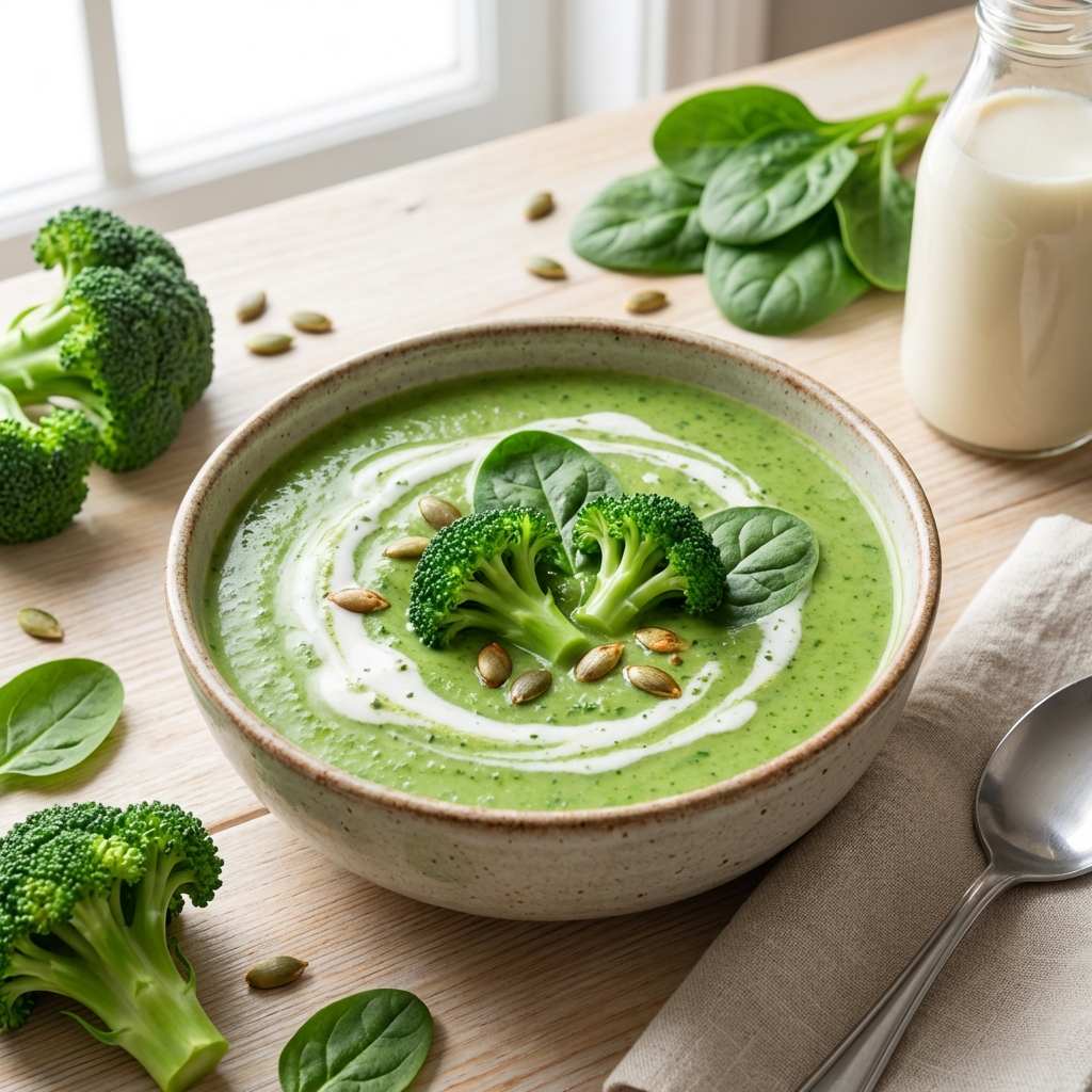 بروكلي وسبانخ كريمي